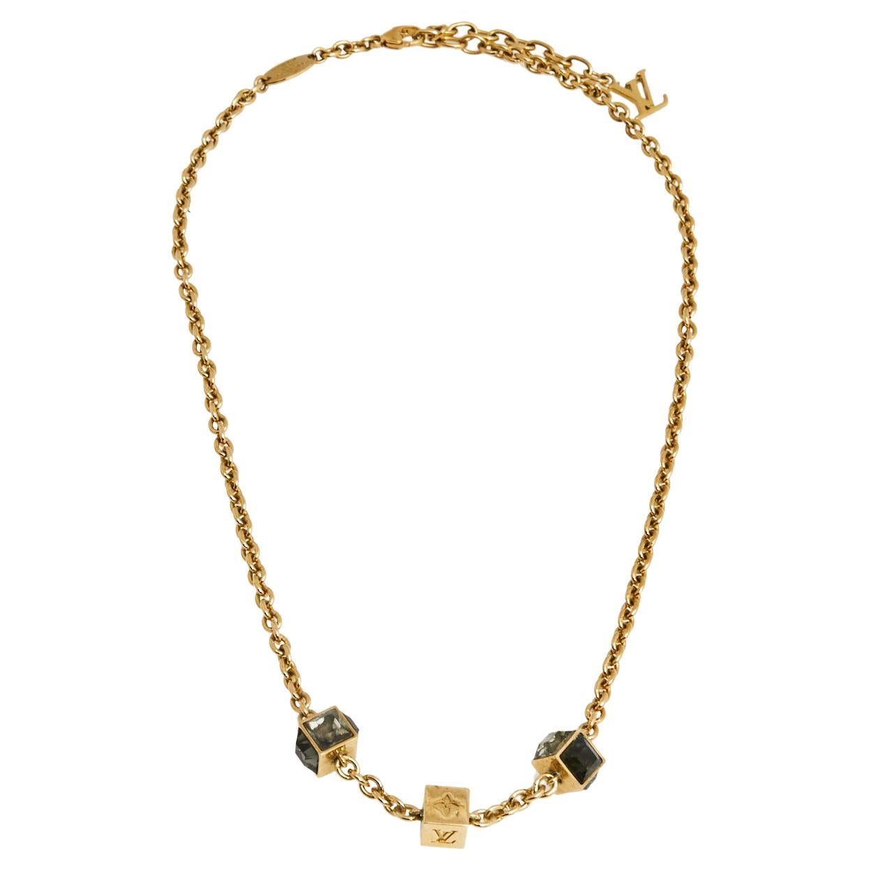 Louis Vuitton Gamble Crystal Gold Tone Necklace