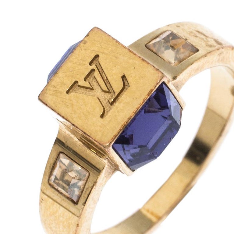 Louis Vuitton Gamble Crystal Gold Tone Ring with Purple & Cognac Crystals  Auction (0074-2547880)