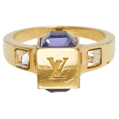 Goldfarbener Ring von Louis Vuitton mit Gamble-Kristall M