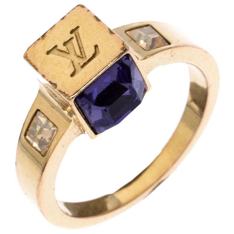 Louis Vuitton Gamble Crystal Gold Tone Ring Size EU 54 at 1stDibs | louis  vuitton gamble ring, lv gamble ring, louis vuitton ring