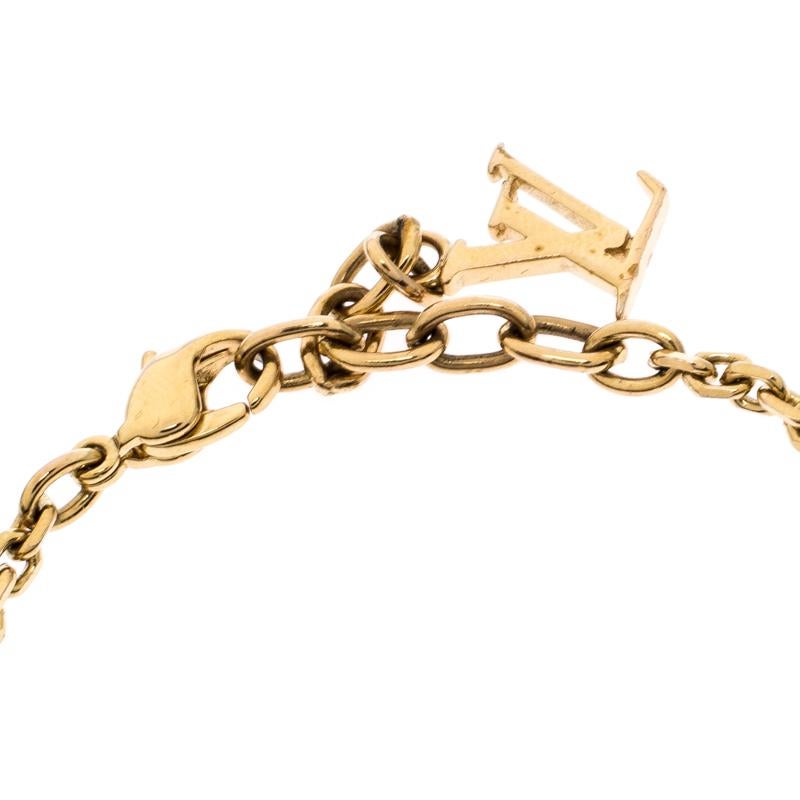 Contemporary Louis Vuitton Gamble Crystal Gold Tone Station Bracelet