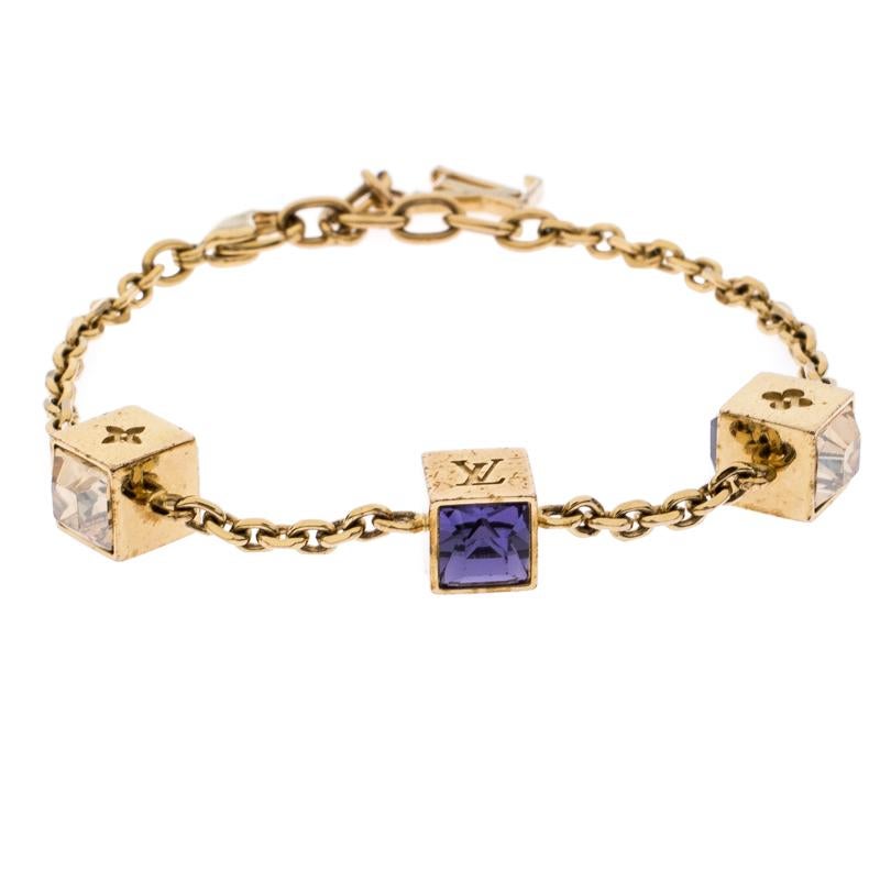 Louis Vuitton Gamble Crystal Gold Tone Station Bracelet In Good Condition In Dubai, Al Qouz 2