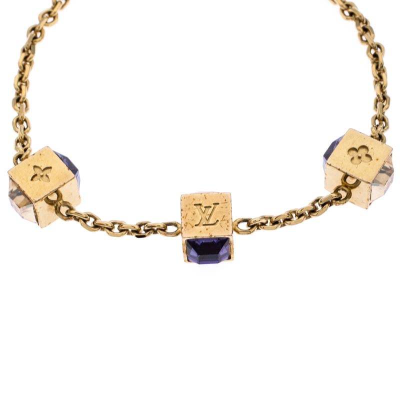 Women's Louis Vuitton Gamble Crystal Gold Tone Station Bracelet