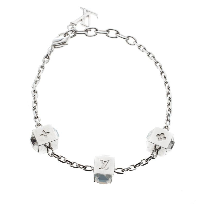 Louis Vuitton Gamble Crystal Silver Tone Bracelet