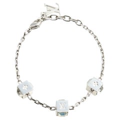 LOUIS VUITTON Sweet Monogram Charm Bracelet White Silver 76958