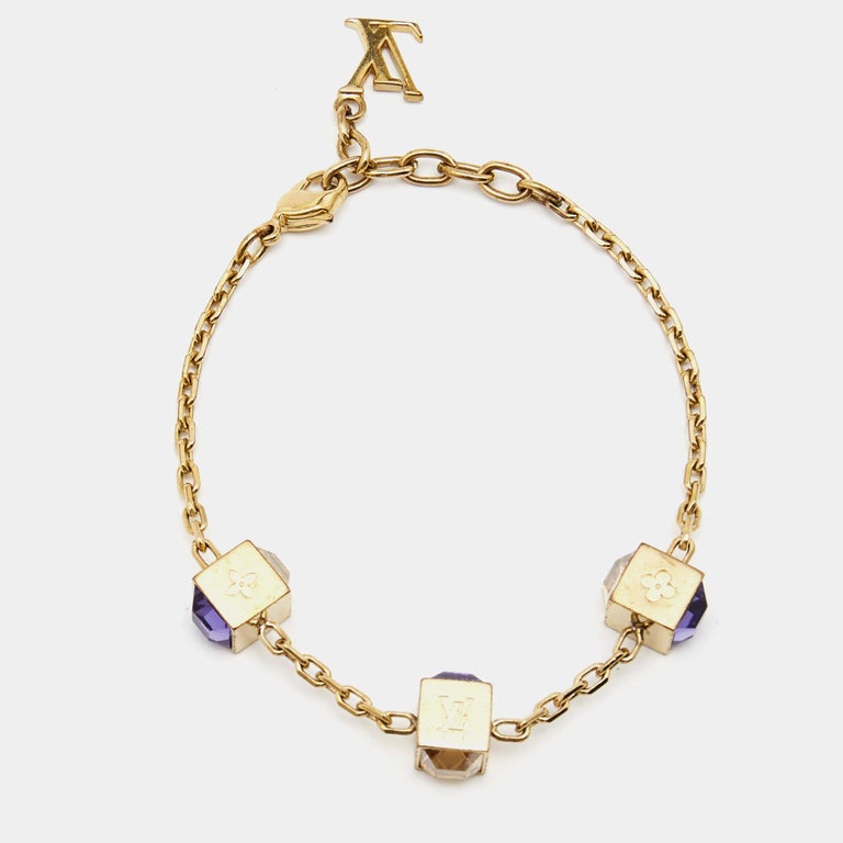 Louis Vuitton Gold Tone Crystal Rainbow Gamble Bracelet Louis Vuitton