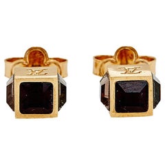 Louis Vuitton Gamble Crystals Gold Tone Metal Stud Earrings