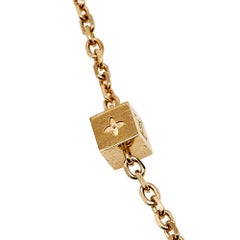 Louis Vuitton Gamble Multi Color Crystals Gold Tone Metal Long Necklace
