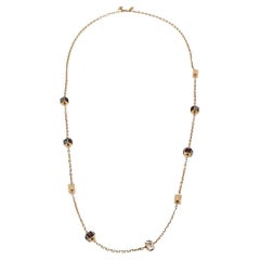 Louis Vuitton Gamble Multi Color Crystals Gold Tone Metal Long Necklace