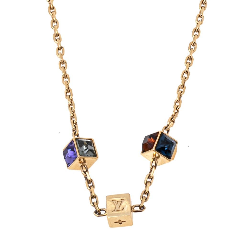 Louis Vuitton LV Collier Gamble Cube Color Stone Necklace Women's  Accessories