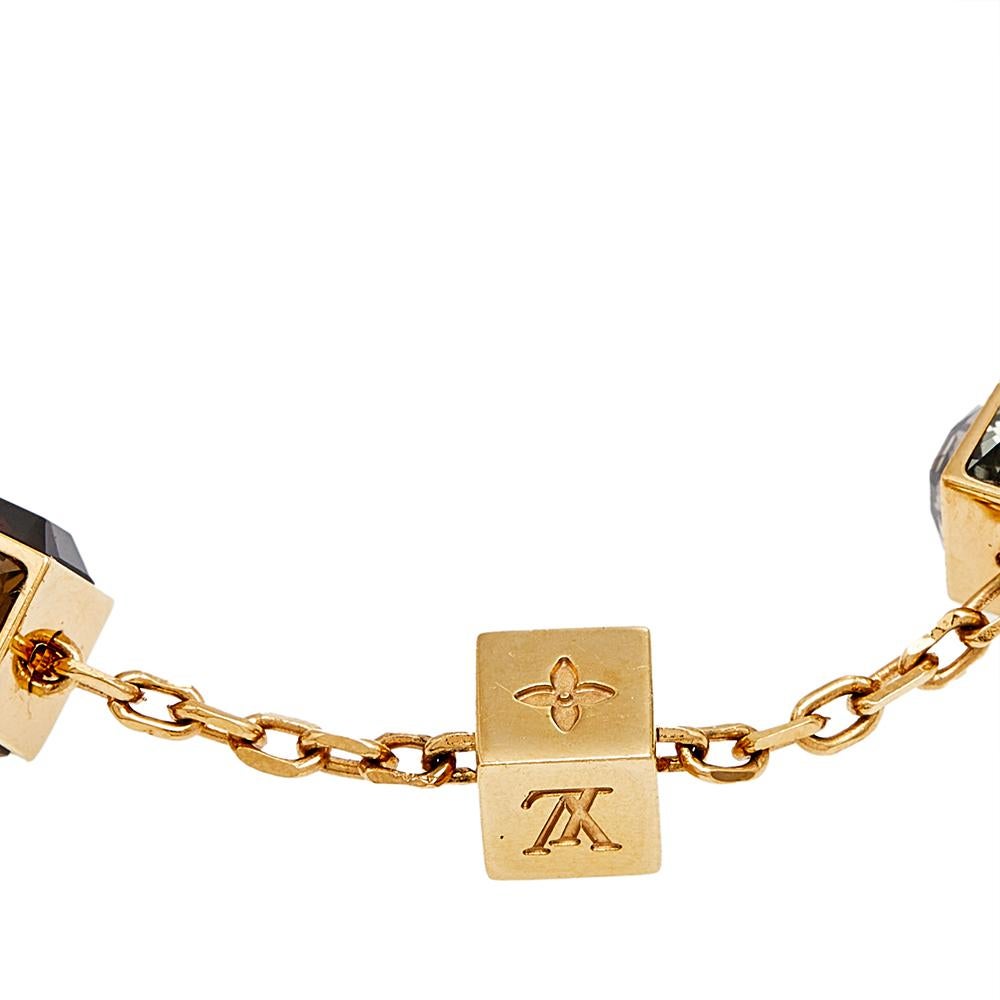 Contemporary Louis Vuitton Gamble Multicolored Crystals Gold Tone Bracelet
