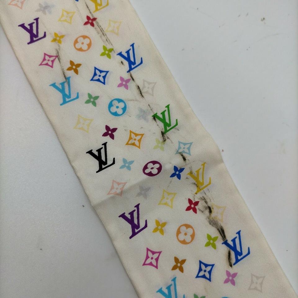 Louis Vuitton Game On White Monogram Multicolor Bandeau Silk Twilly Scarf 861654 4