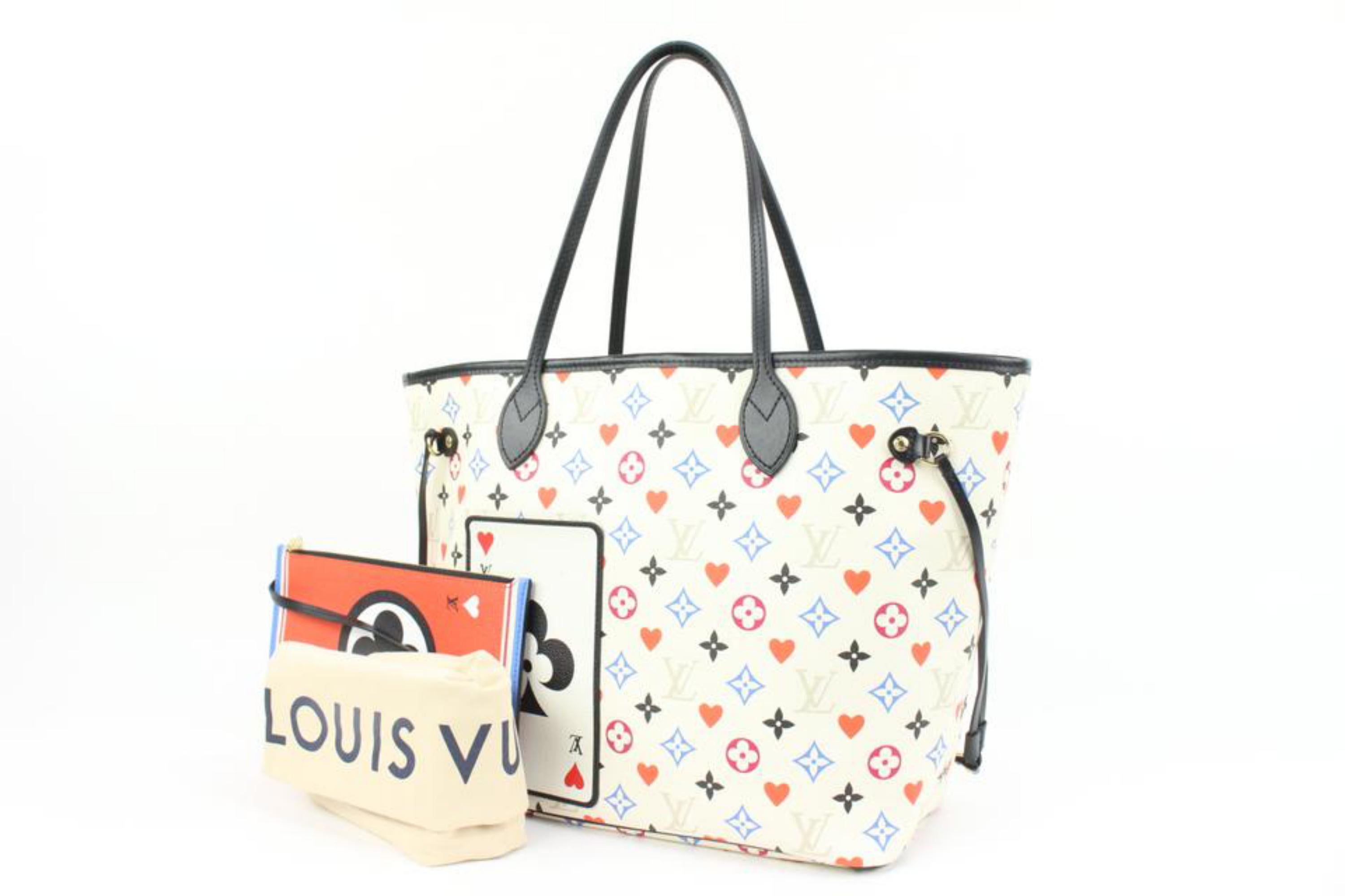 Louis Vuitton Game On White Monogram Multicolor Neverfull MM Tote with Pouch 89lk33s
Date Code/Serial Number: CA5210
Made In: Spain
Measurements: Length:  18