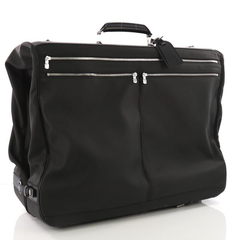 Black Louis Vuitton Garment Carrier Bag Nylon with Taiga Leather Five Hanger