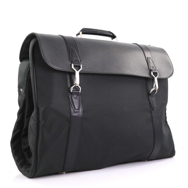 Louis Vuitton Garment Carrier Bag Nylon with Taiga Leather Two Hangers at 1stdibs