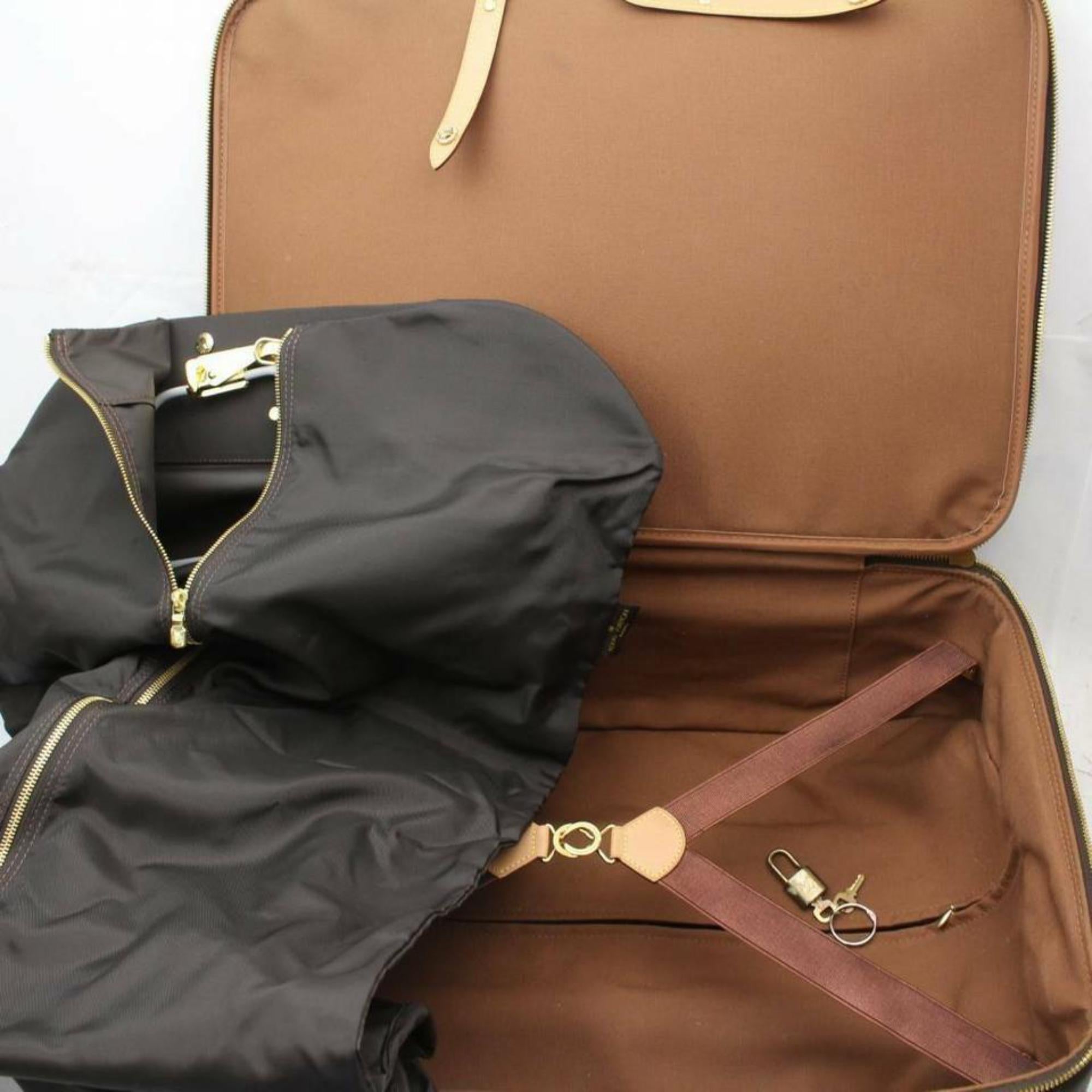 Black Louis Vuitton Garment Cover Rolling Luggage with 870298 Brown Canvas Travel Bag For Sale