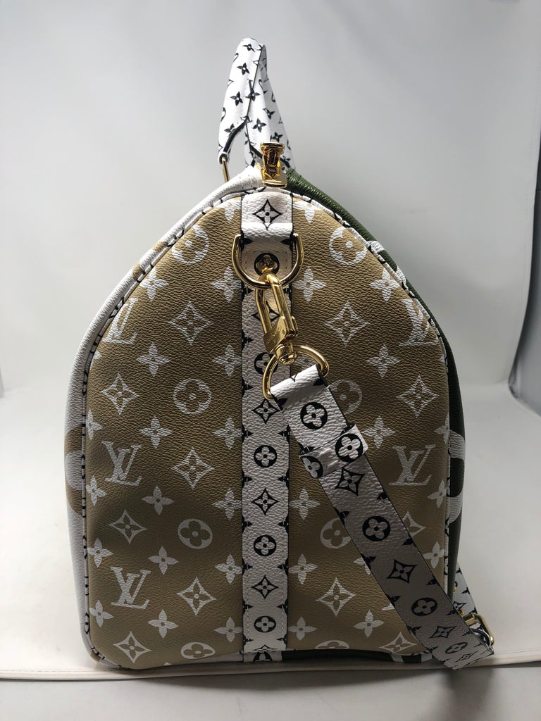 Louis Vuitton Khaki Green Keepall Bandoulière 50 of Giant Monogram