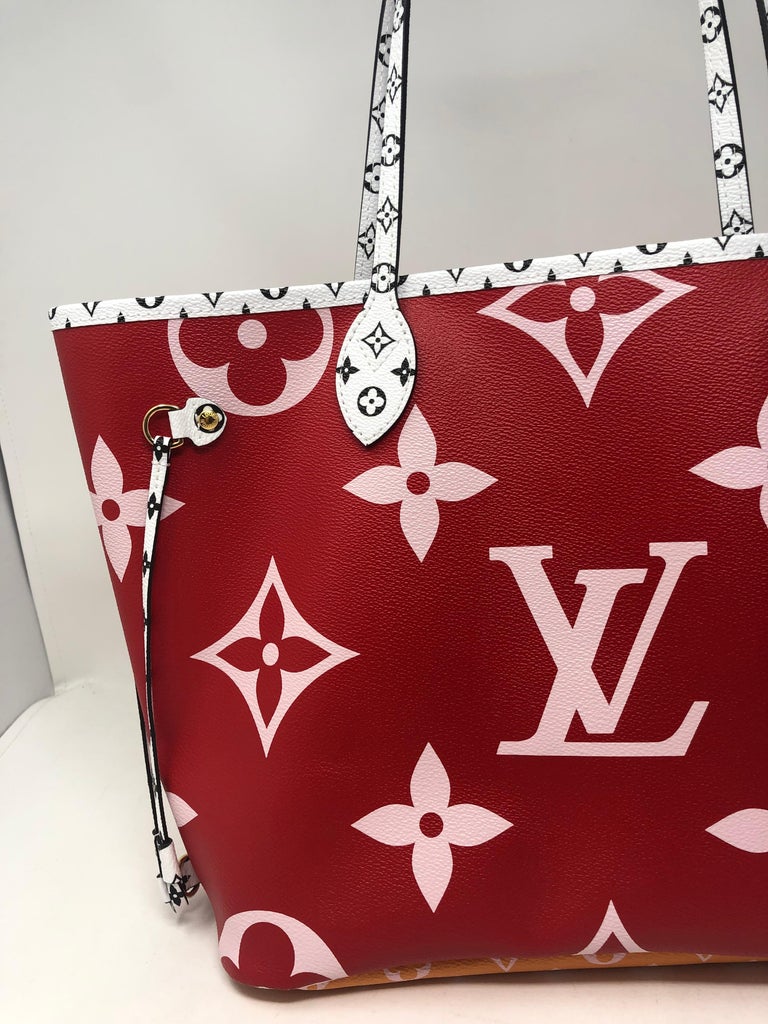 LOUIS VUITTON Neverfull Size MM Monogram / Monogram / Giant  Rouge/Pink/White