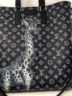 Louis Vuitton Edition Limitée Chapman Brothers shopping bag in dark blue  monogram canvas and black leather