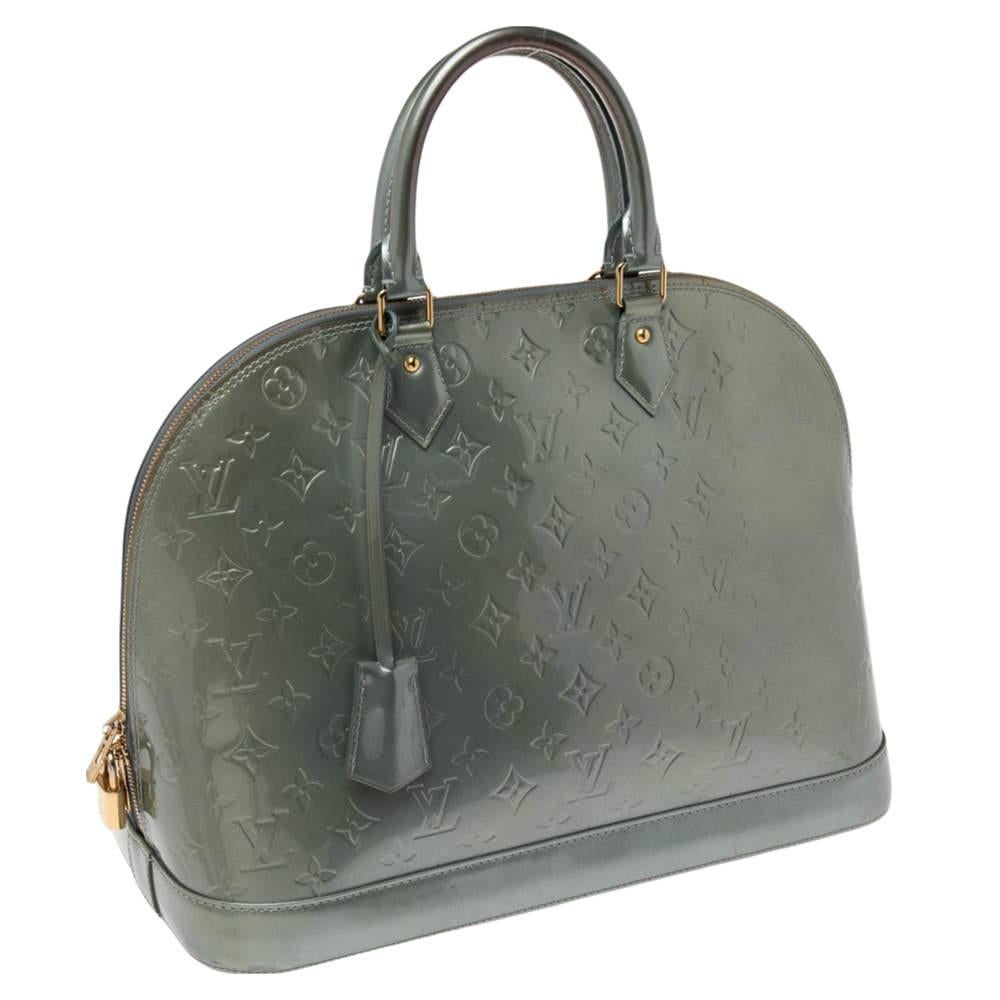 Louis Vuitton Givre Monogram Vernis Alma GM Bag For Sale 5