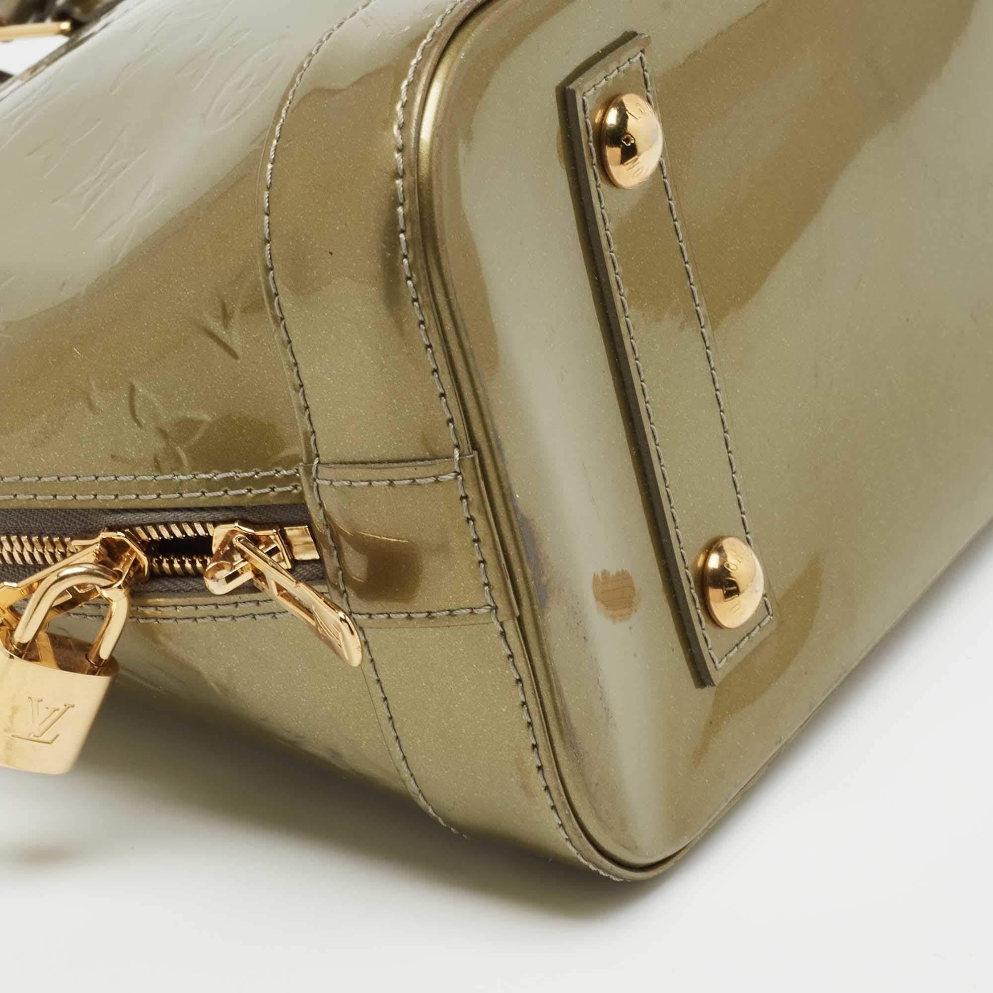 Women's Louis Vuitton Givre Monogram Vernis Alma PM Bag For Sale