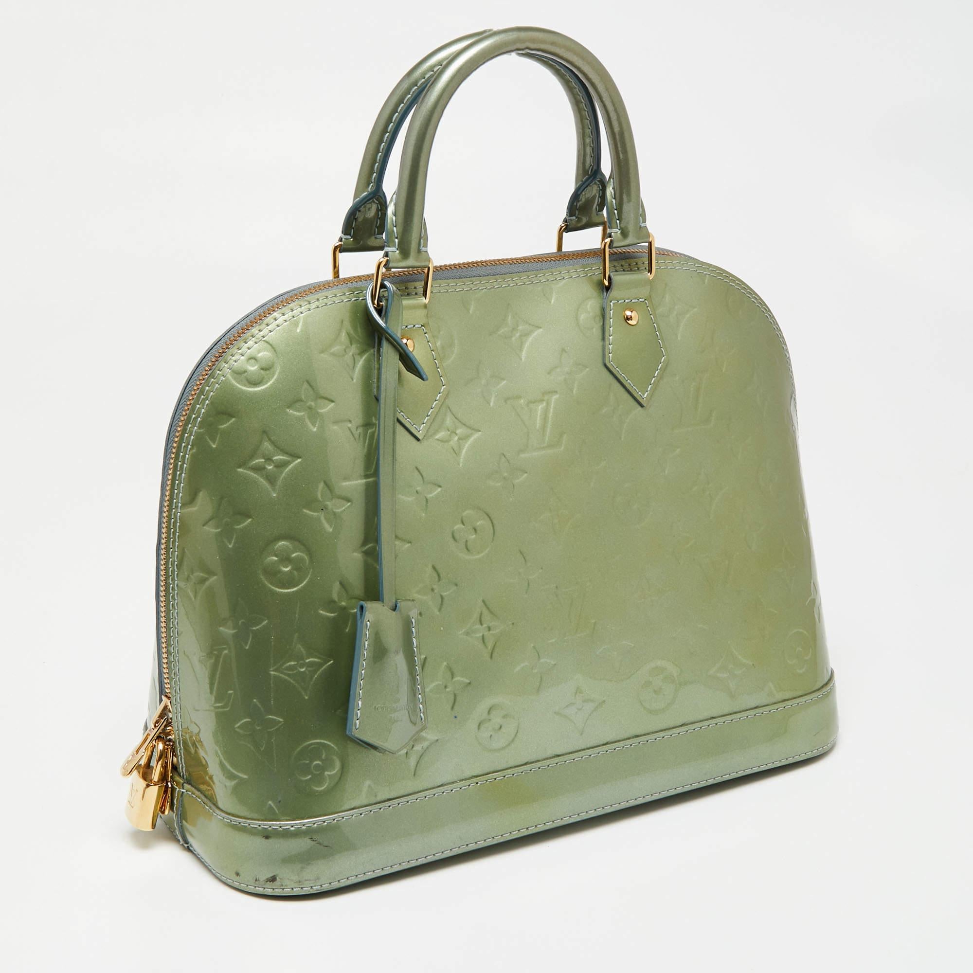 Women's Louis Vuitton Givre Monogram Vernis Leather Alma PM Bag