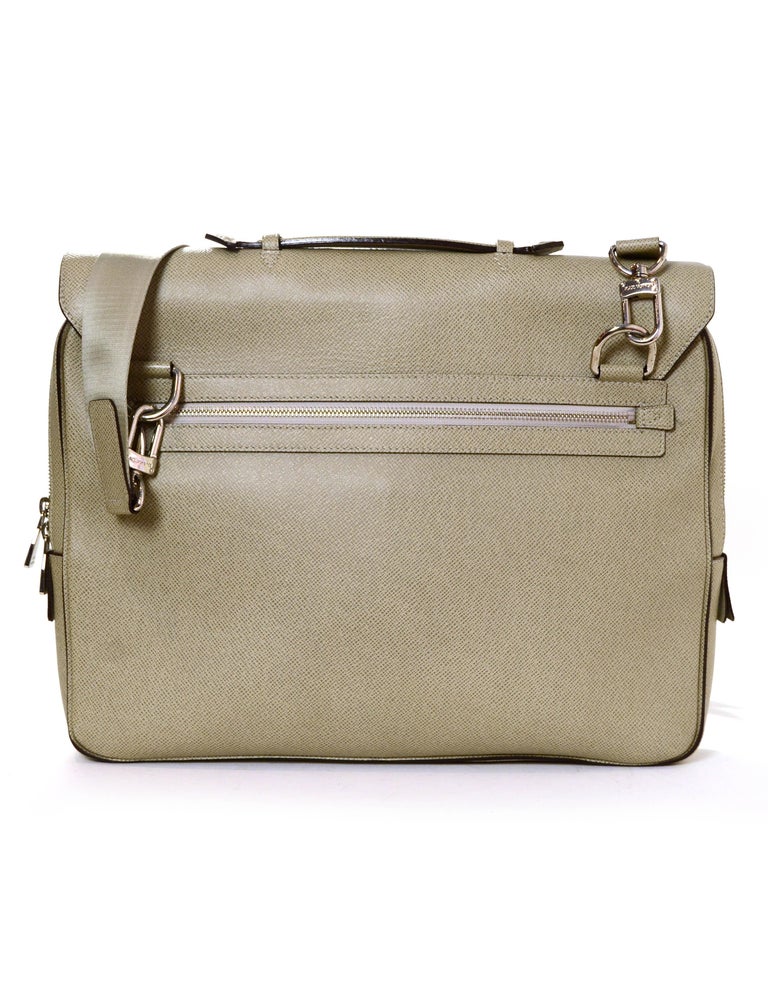 Brown Louis Vuitton Glacier Grey Taiga Leather Vassili PM Messenger Bag rt. $3,300 For Sale