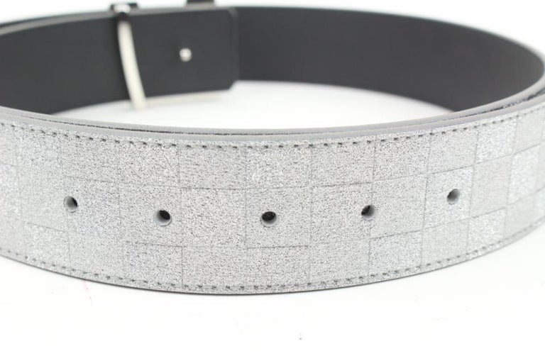 Louis Vuitton LV Pyramide Glitter 40mm Reversible Belt Silver/Black