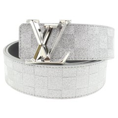 Louis Vuitton Glitter Silber Damier LV Pyramide 40mm Gürtel 37LV128S