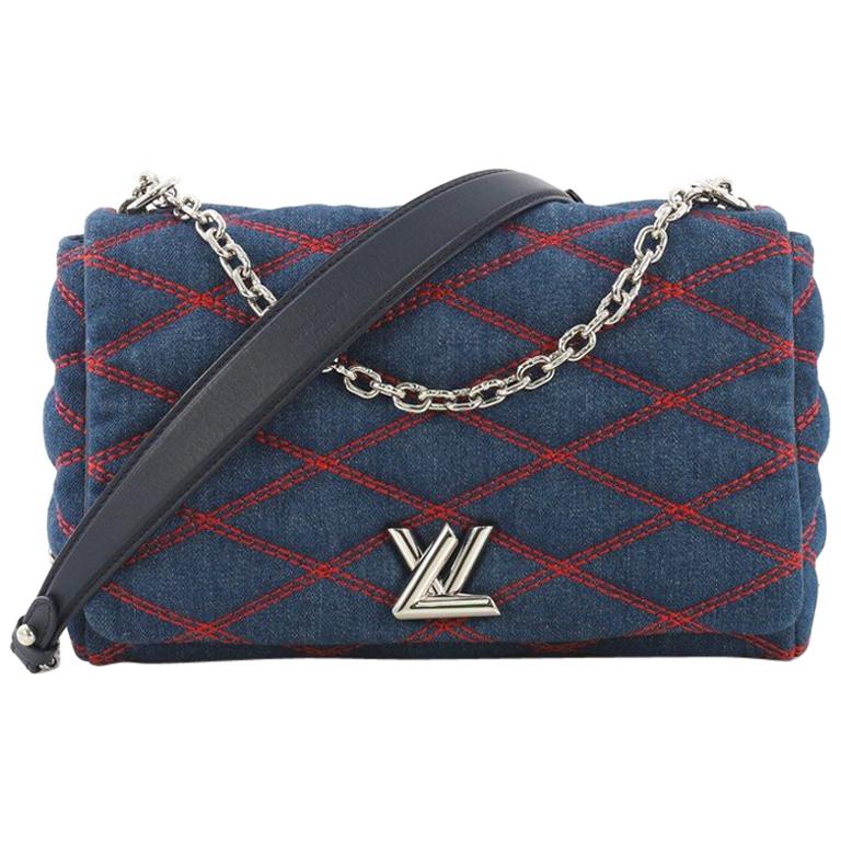 Louis Vuitton GO14 Handbag Malletage Denim MM at 1stDibs