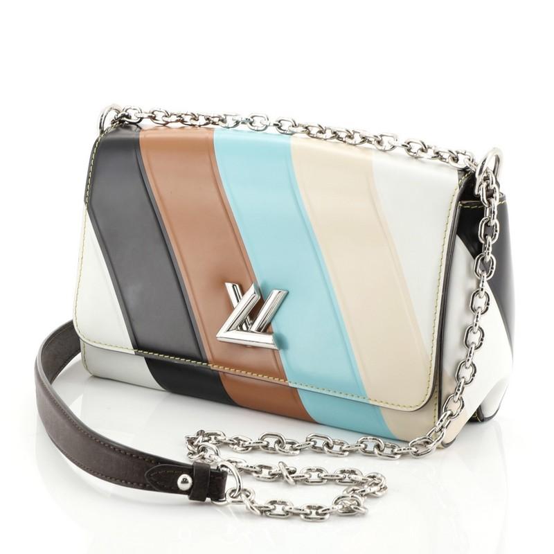 Gray Louis Vuitton GO-14 Handbag Striped Leather PM