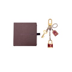 Louis Vuitton Gold and Red Metal Cadenas Keychain Bag Charm