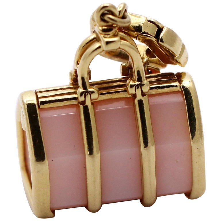 Louis Vuitton Gold and Rose Quartz Purse Charm For Sale at 1stdibs