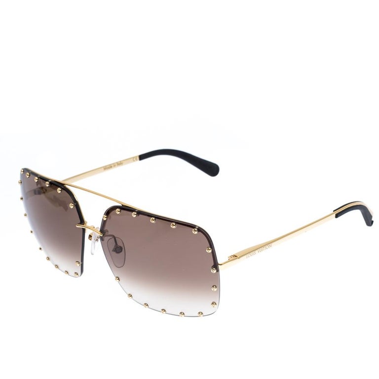 Louis Vuitton Gold/Brown Gradient RG0188 Party Square Sunglasses For Sale  at 1stDibs