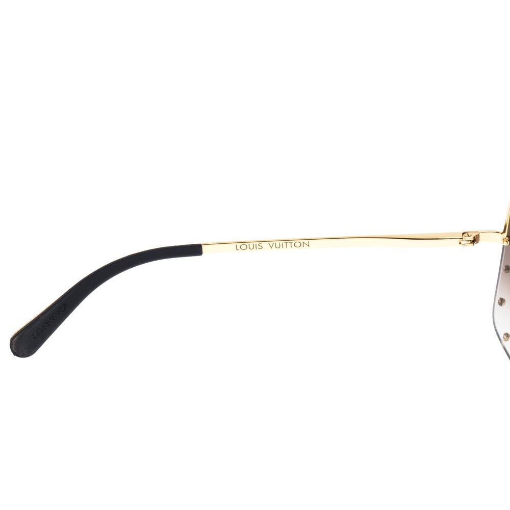 Louis Vuitton Gold/Brown Gradient RG0188 Party Square Sunglasses In Good Condition For Sale In Dubai, Al Qouz 2