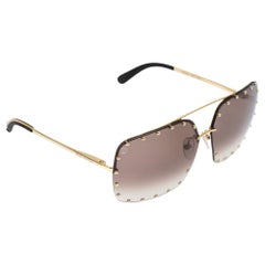 Quadratische Louis Vuitton Gold/Braun Gradient RG0188 Party-Sonnenbrille
