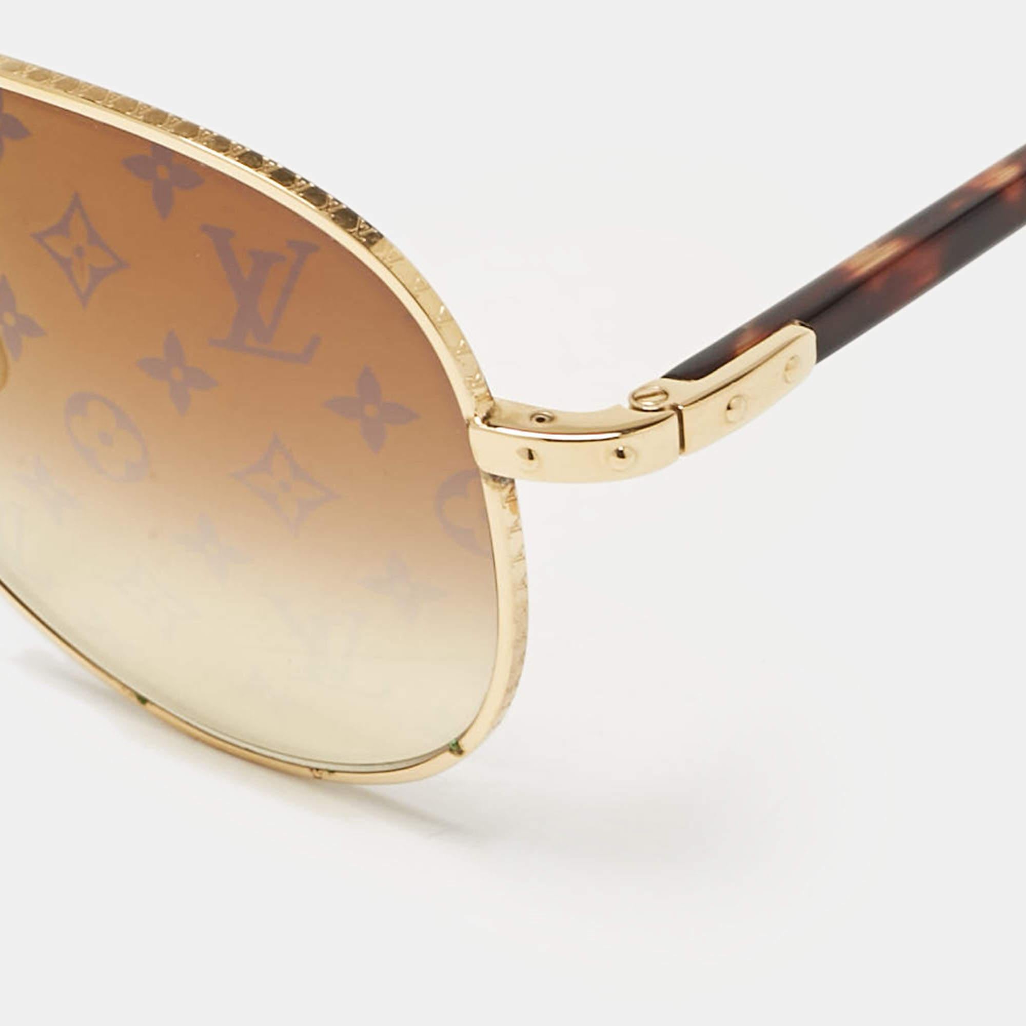 Beige Louis Vuitton Gold/Brown Gradient Z0164U Conspiration Pilote Aviator Sunglasses