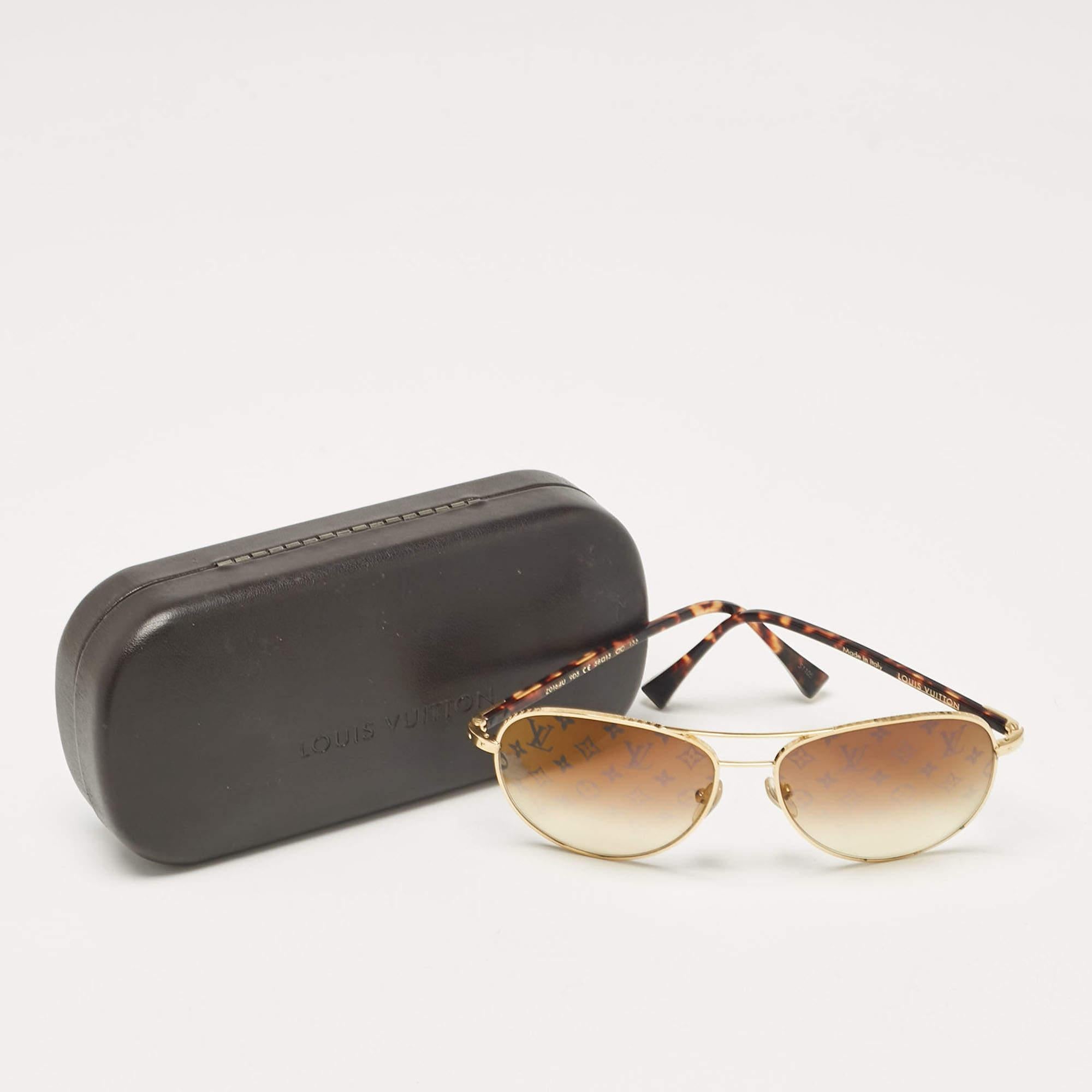 Louis Vuitton Gold/Brown Gradient Z0164U Conspiration Pilote Aviator Sunglasses In Good Condition In Dubai, Al Qouz 2