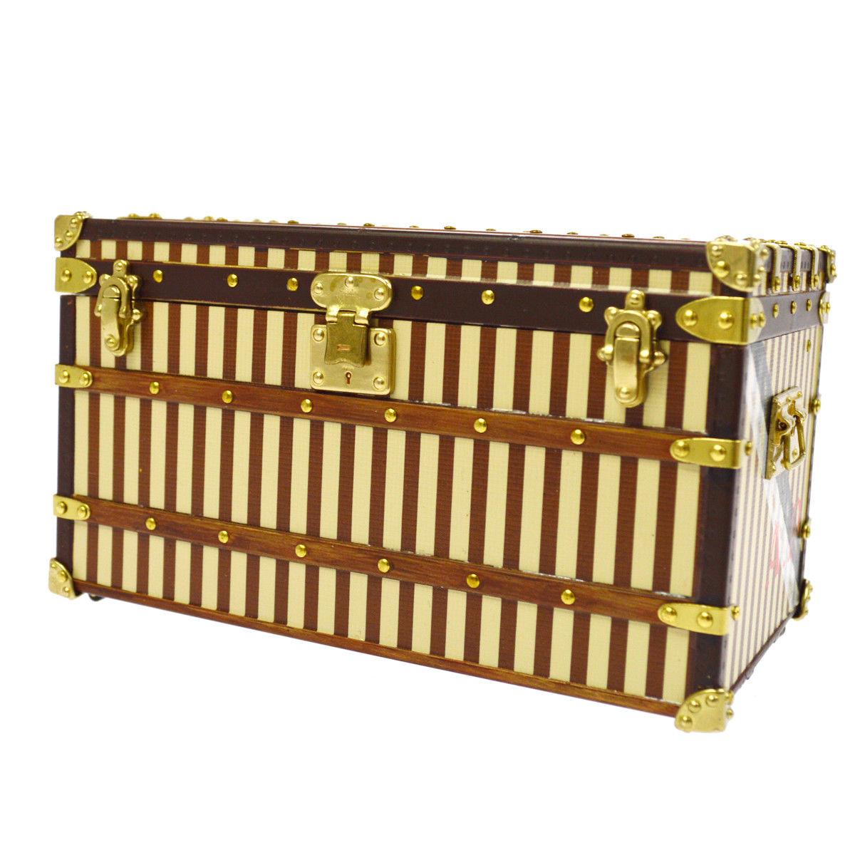 Louis Vuitton Gold Brown Men's Women's Jewelry Travel Vanity Small Trunk in Box In Excellent Condition In Chicago, IL