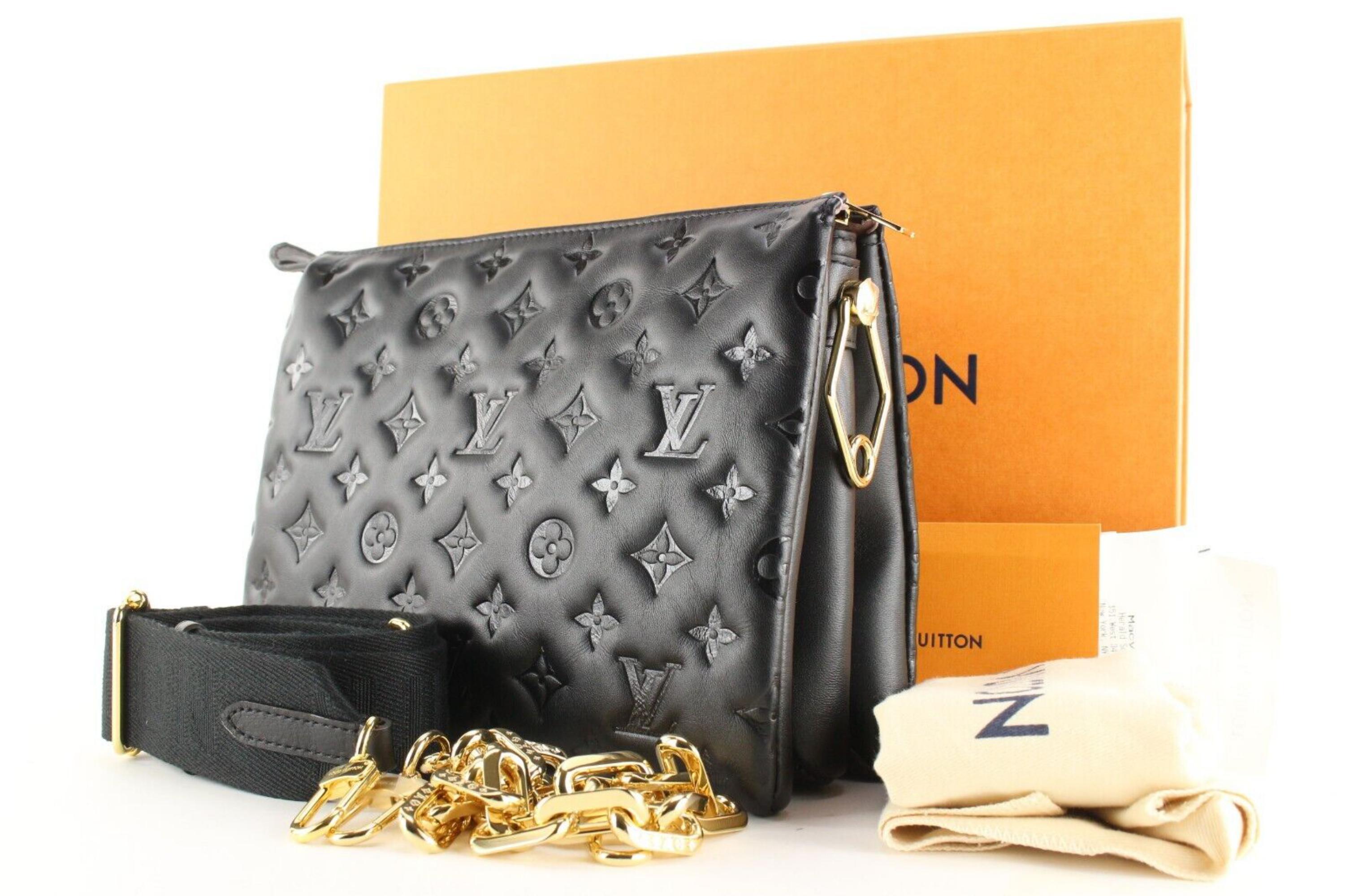 Louis Vuitton Gold Chain Black Lambskin Monogram Coussin PM 7LVJ0106
Date Code/Serial Number: RFID

Made In: France

Measurements: Length: 10.5 