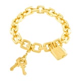 Louis Vuitton 18 Karat White Gold Pad Lock and Keys Charm Bracelet For  Sale at 1stDibs