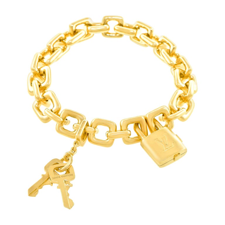 Louis Vuitton Padlock & Keys Charm Yellow Gold Bracelet – Opulent