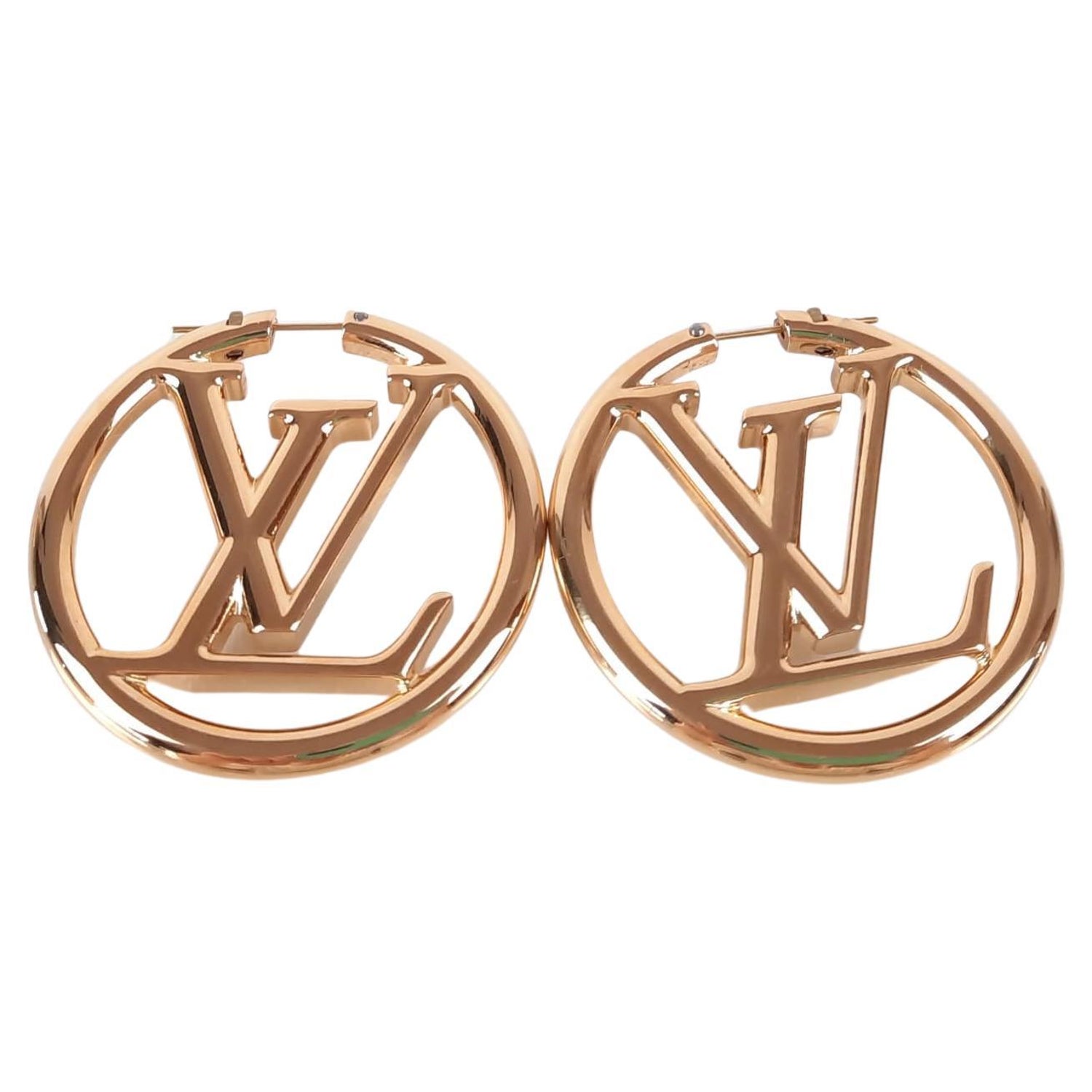Louis Vuitton Gold-Colour Metal Louise Hoop Earrings For Sale at 1stDibs