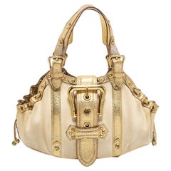 Louis Vuitton Gold/Creme Segeltuch und Leder Antigua Theda PM Tasche