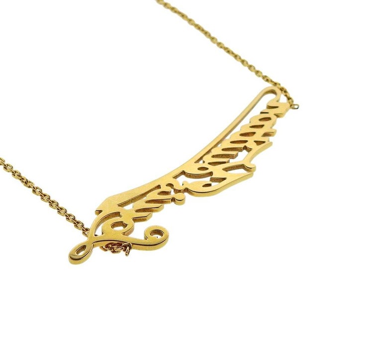 Louis Vuitton Gold Diamond Logo Pendant Necklace For Sale at 1stdibs