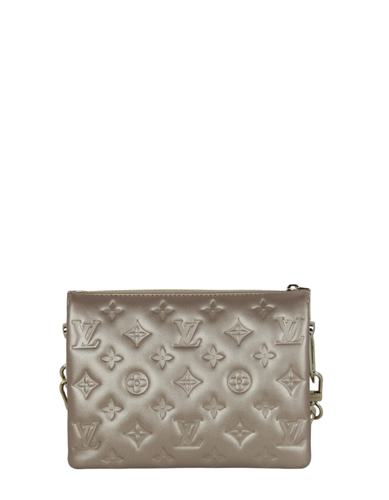 Gray Louis Vuitton Gold Embossed Monogram Coussin BB Crossbody Bag
