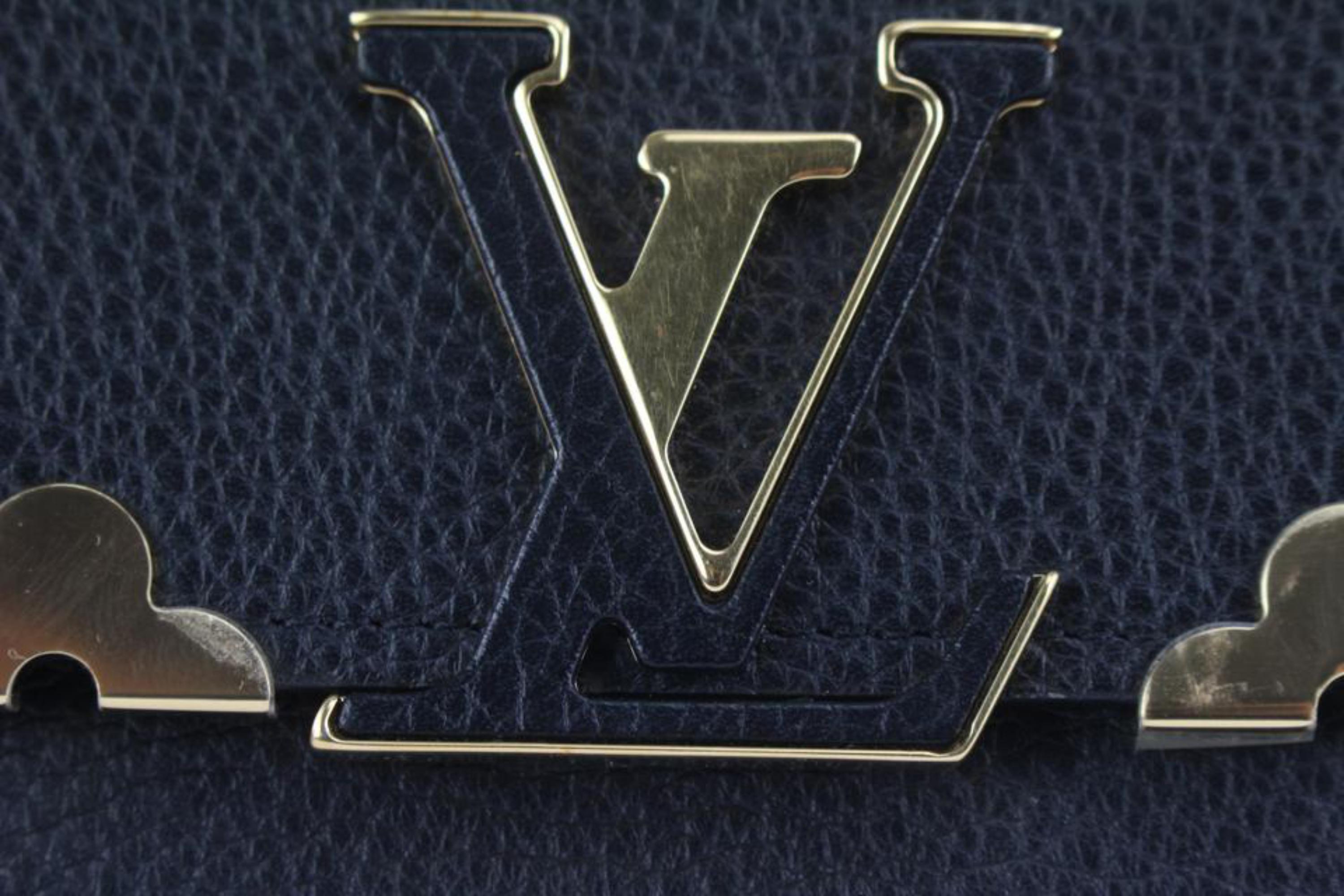 Louis Vuitton Gold Fleur Black Leather Capucines Long Flap Wallet 217lv23 6