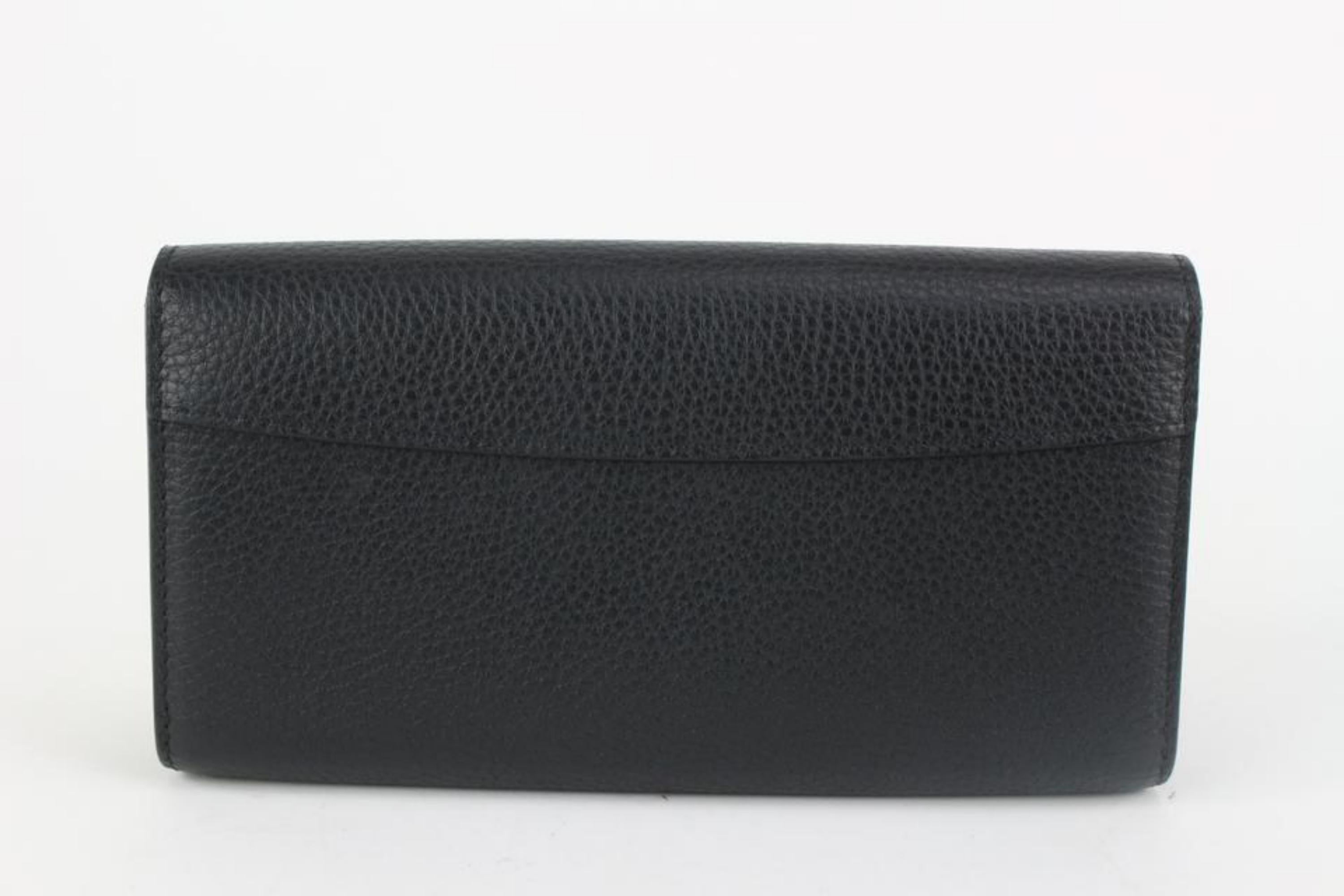 Louis Vuitton Gold Fleur Black Leather Capucines Long Flap Wallet 217lv23 1