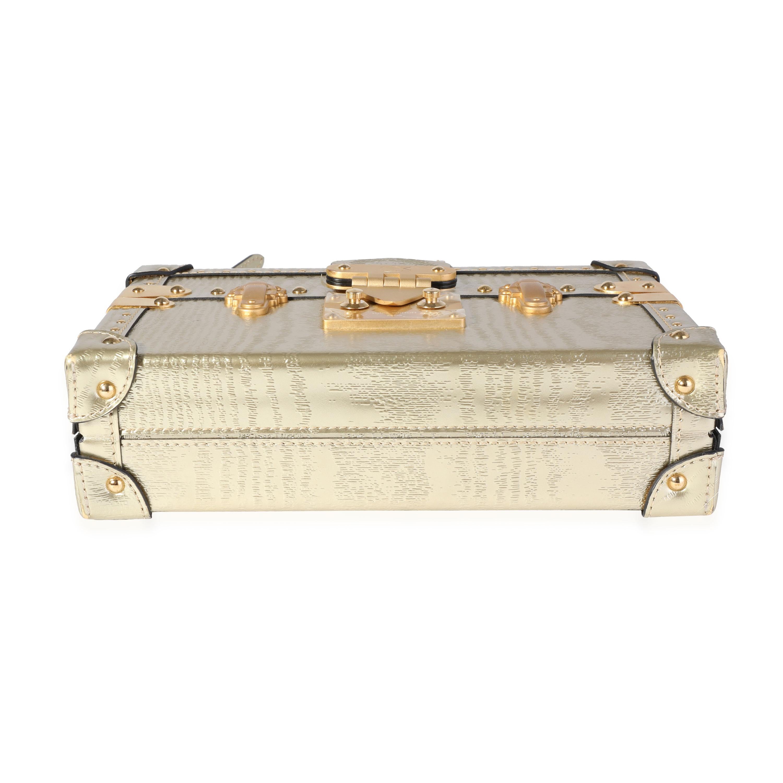 Louis Vuitton Goldfarbene Grain de Bois Petite Malle 3