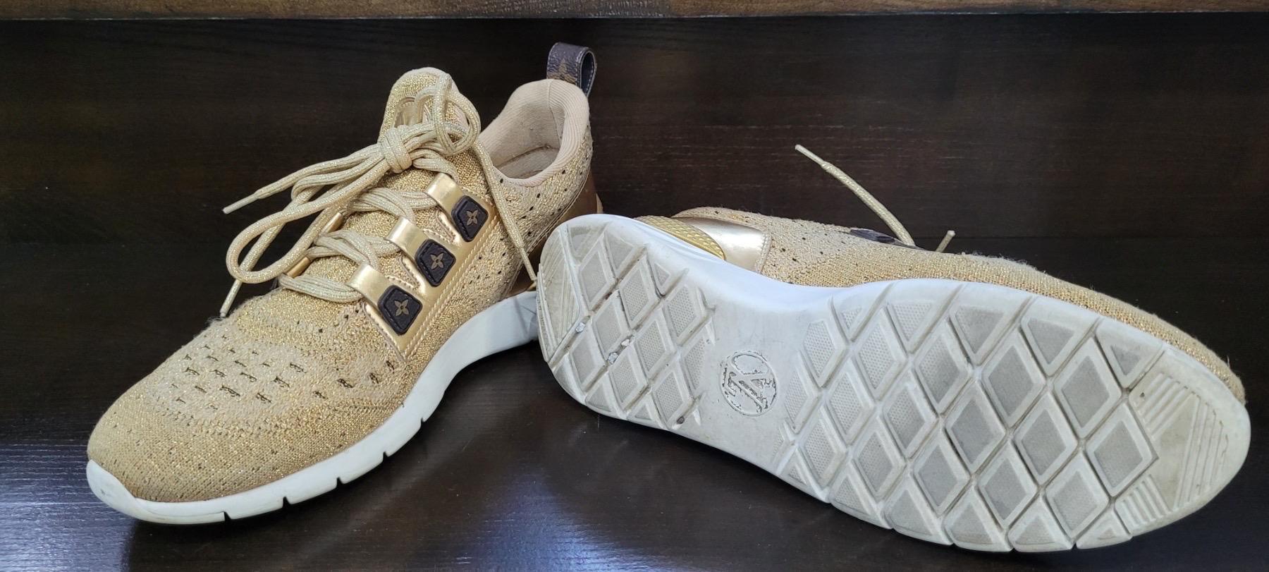 Women's or Men's Louis Vuitton Gold Knit Fabric Leather Aftergame Sneakers